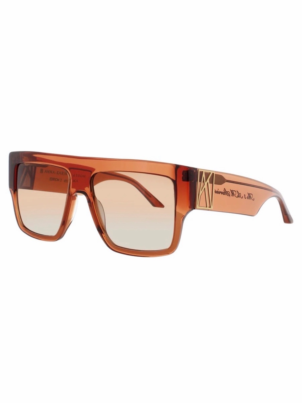 New Anna Karin Karlsson Mr 3Am Stories Fudge Gold Brown Unisex Sunglasses